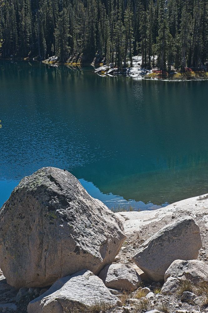 Looking across a finger of the lake to the east of my campsite.  I'm enjoying the sunshine, but need get started if I'm going to climb Mt. Cramer today!
