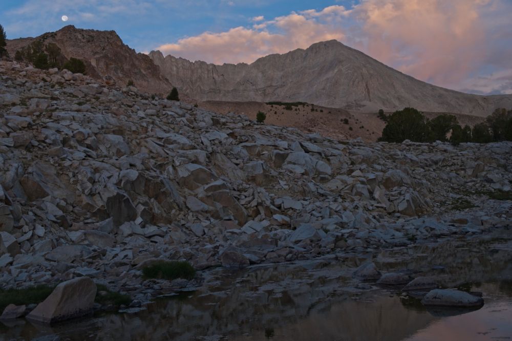 D. O. Lee Peak, morning light from the inlet at Cove Lake. 24 mm.
