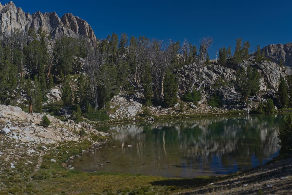 Small tarn E of Cove Lake.  A trail appears whenever the passage becomes constricted by the topography.
