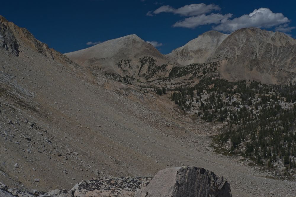 WCP-9 on the left, and Calkens Peak in the back under those cumulus clouds.
